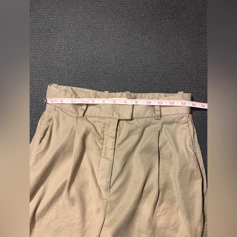 Babaton Aritzia Sadiki‎ Linen Blend Pleaded Trousers Size 8 Basil Tan Color
